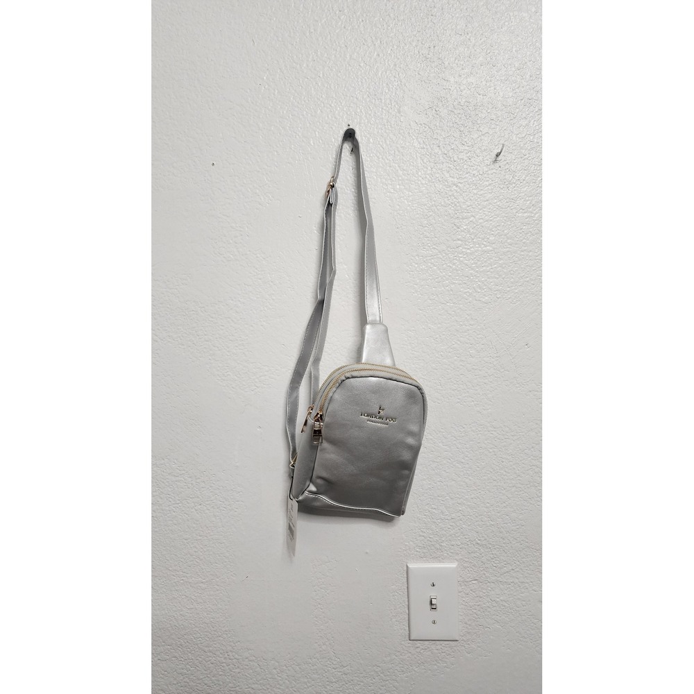 London Fog Janice Double Compartment Sling Bag Metallic Silver LFH24759-SLVR NEW